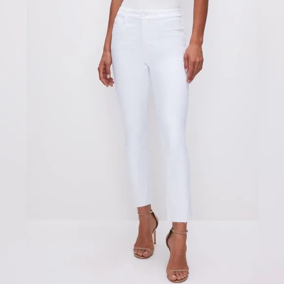 Good American White Good Legs Straight Jeans High Rise