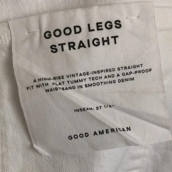 Good American White Good Legs Straight Jeans High Rise