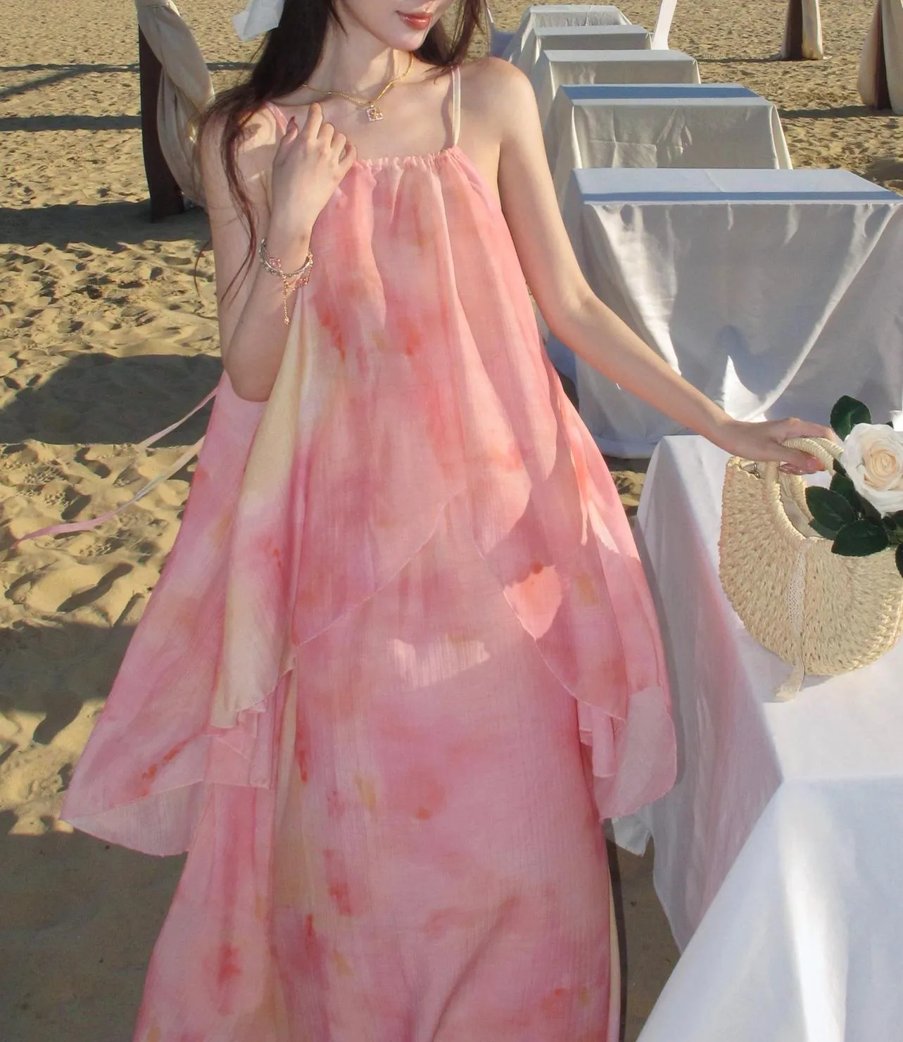 Graceful Women's Strappy Dress for Effortless Vacation Style