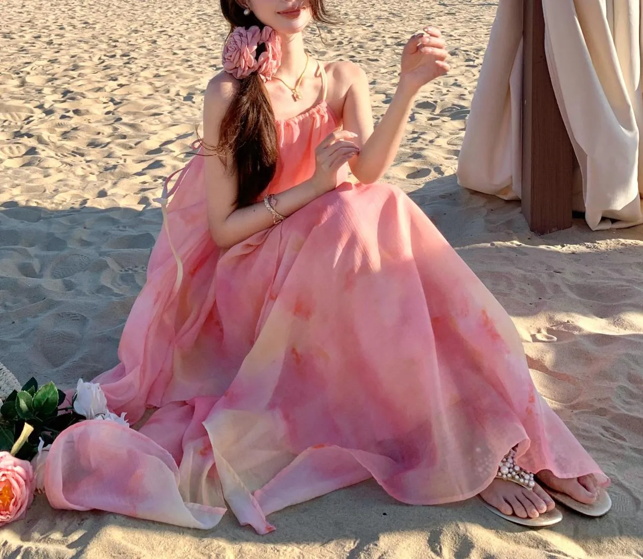 Graceful Women's Strappy Dress for Effortless Vacation Style