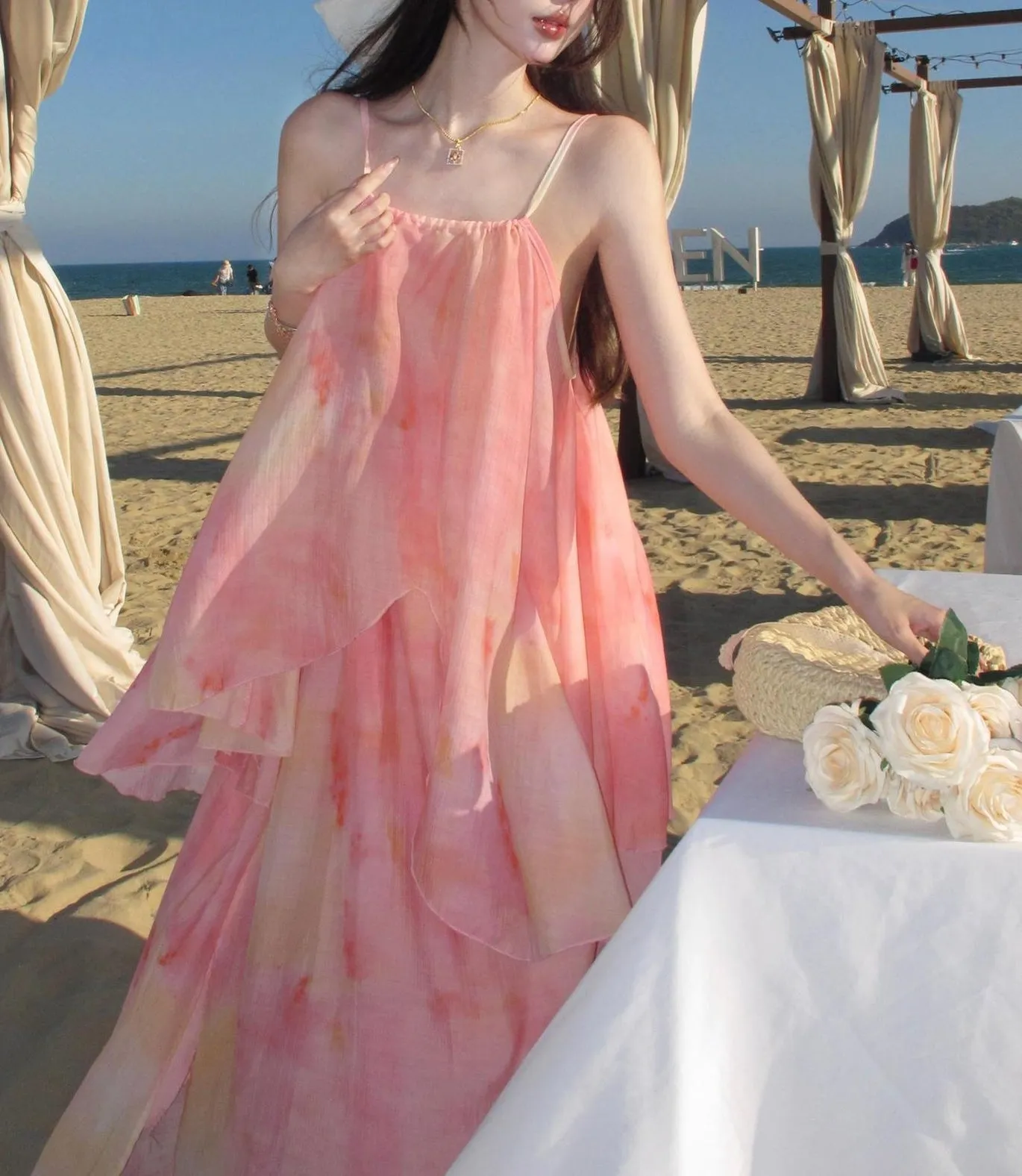 Graceful Women's Strappy Dress for Effortless Vacation Style