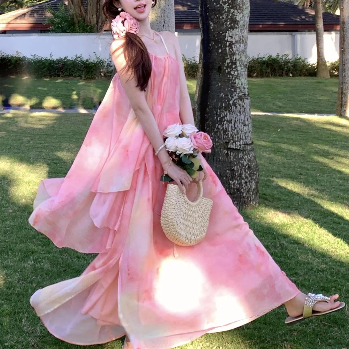 Graceful Women's Strappy Dress for Effortless Vacation Style