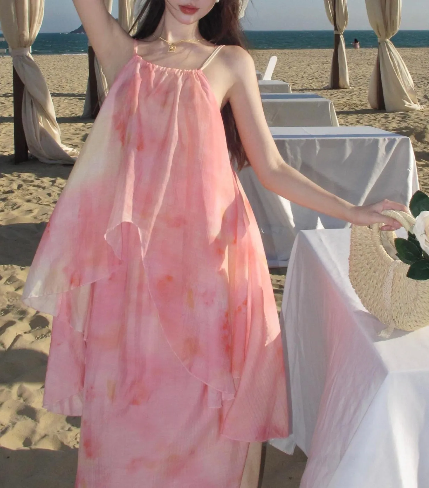 Graceful Women's Strappy Dress for Effortless Vacation Style