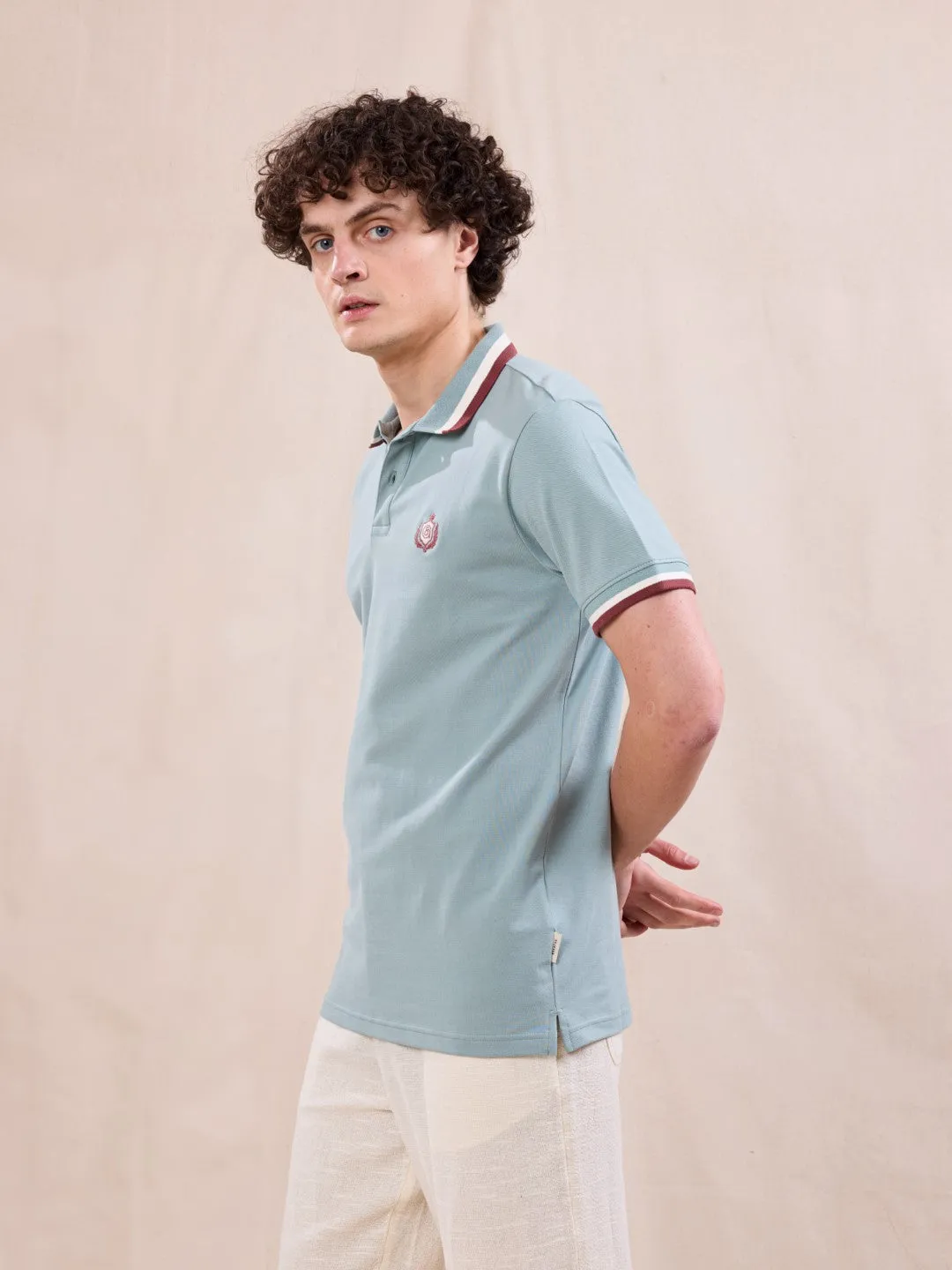 Green Jacquard Cotton Polo T-Shirt
