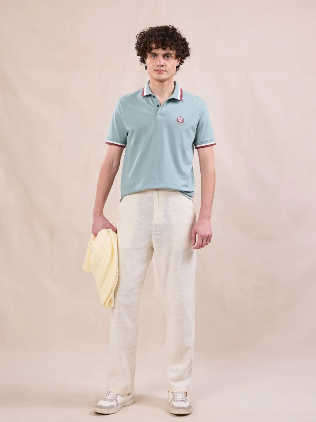 Green Jacquard Cotton Polo T-Shirt