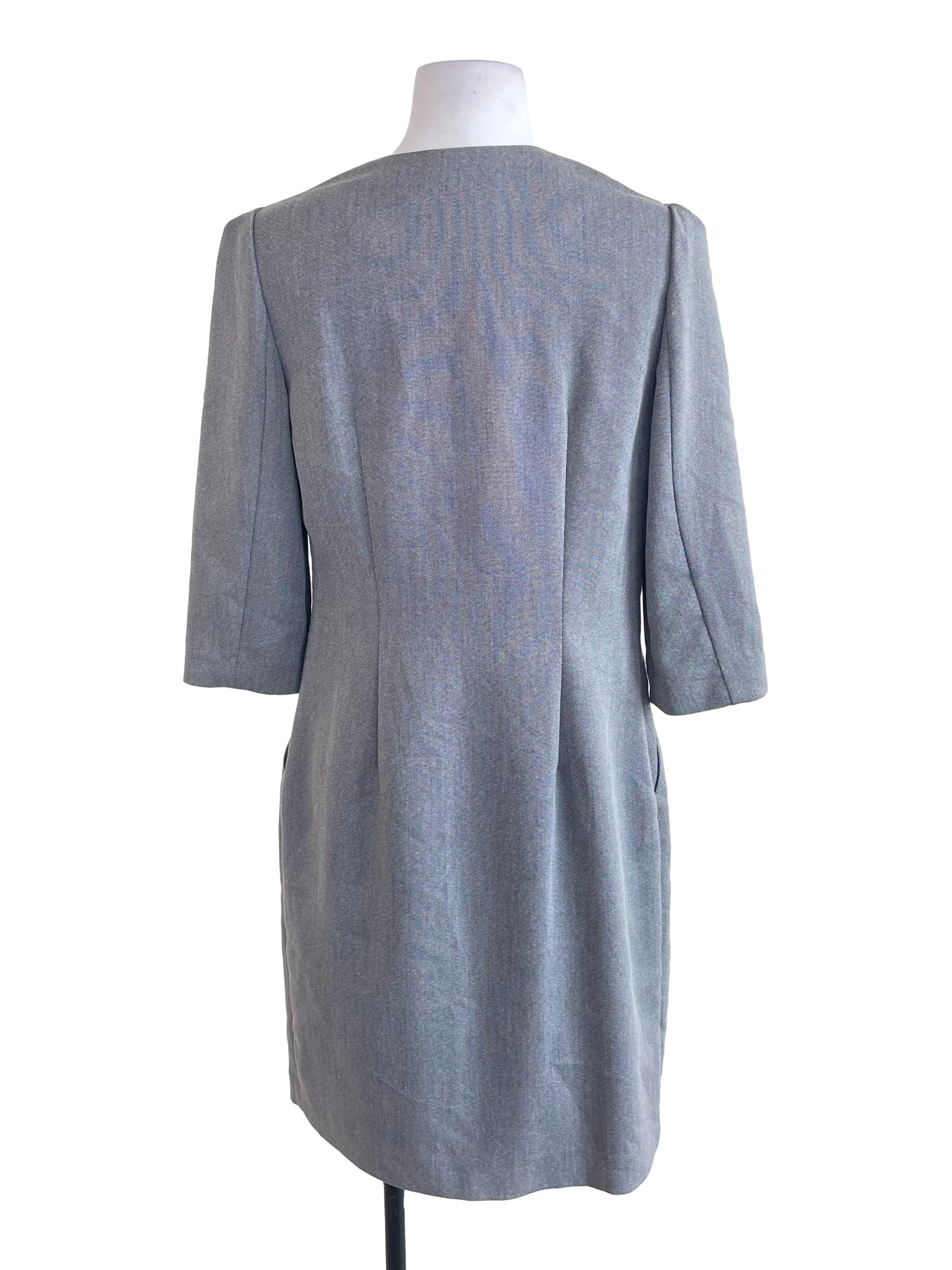 Grey Ruffled Fitted Dress