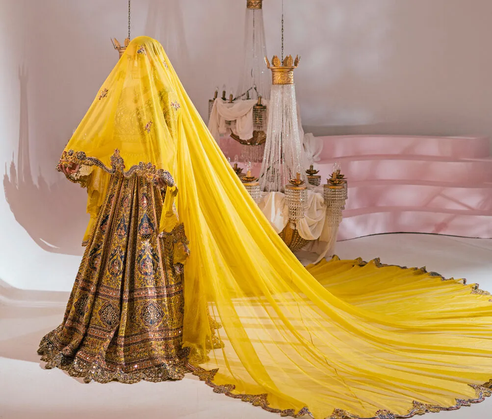 Heavy Yellow Bridal Lehenga Pakistani Wedding Dresses