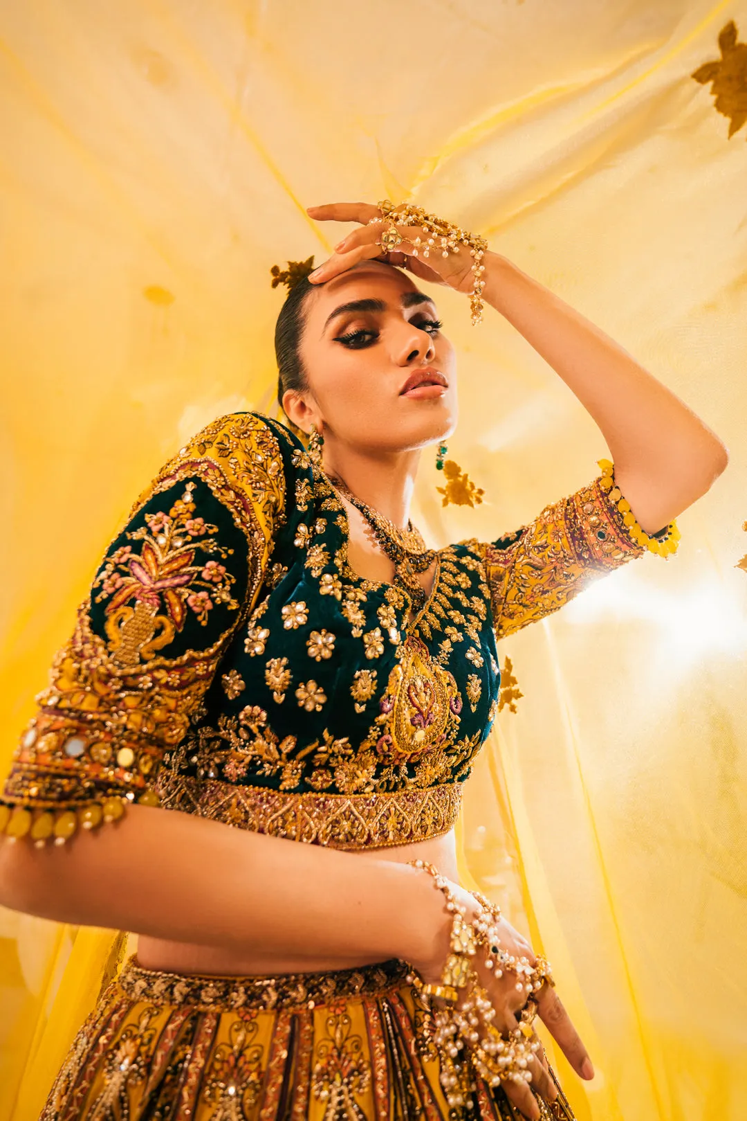 Heavy Yellow Bridal Lehenga Pakistani Wedding Dresses