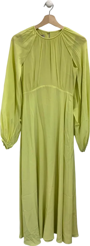 Hobbs Yellow Long Sleeve Silk Dress UK 6