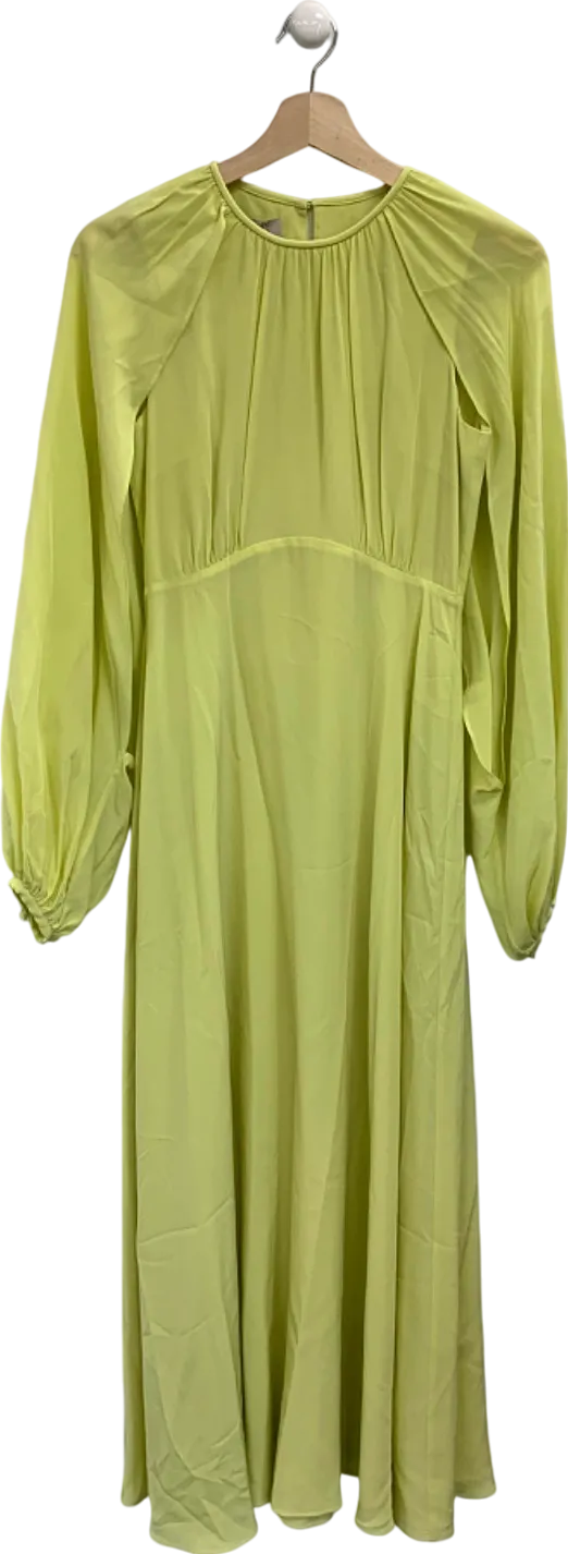 Hobbs Yellow Long Sleeve Silk Dress UK 6