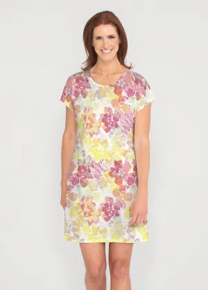 Hollyhocks (8070) ~ French Terry Short Sleeve Crew Dress