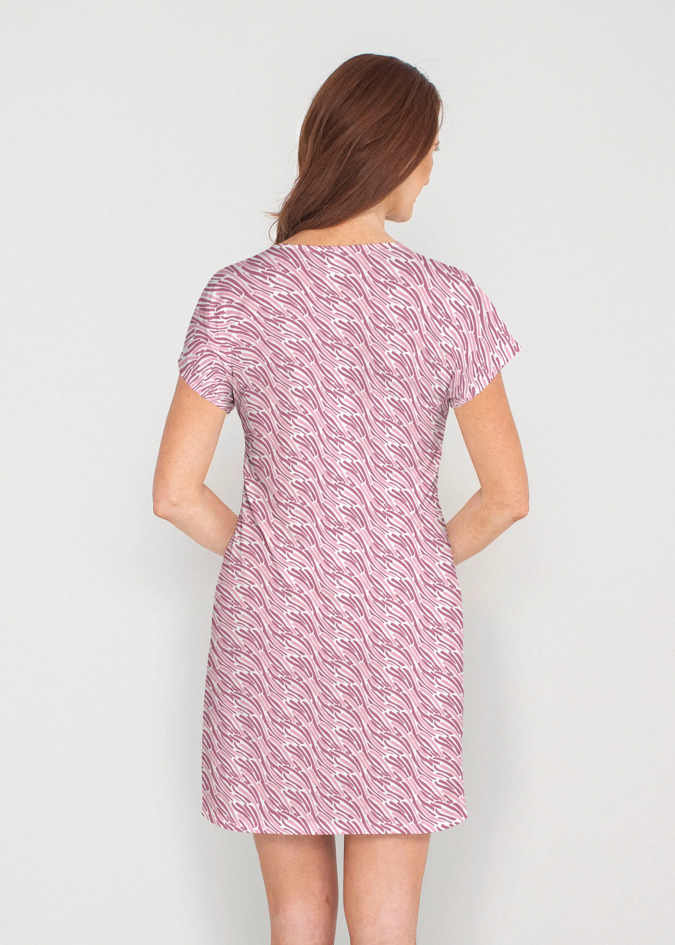 Hollyhocks (8070) ~ French Terry Short Sleeve Crew Dress