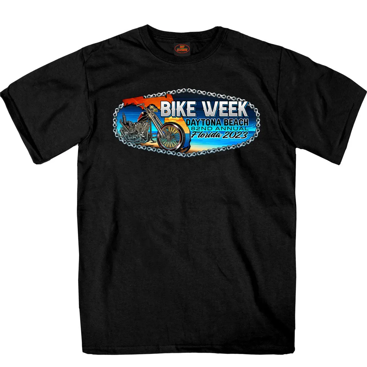 Hot Leathers EDM1186 Men's 2023 Daytona Bike Week Florida Chopper Black T-Shirt