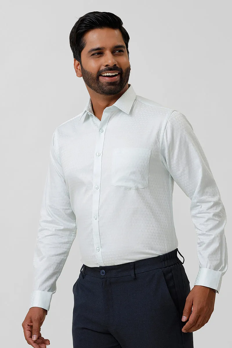 Italian Dobby - Soft Mint Green Diamond Pattern Formal Shirts For Men | Ariser