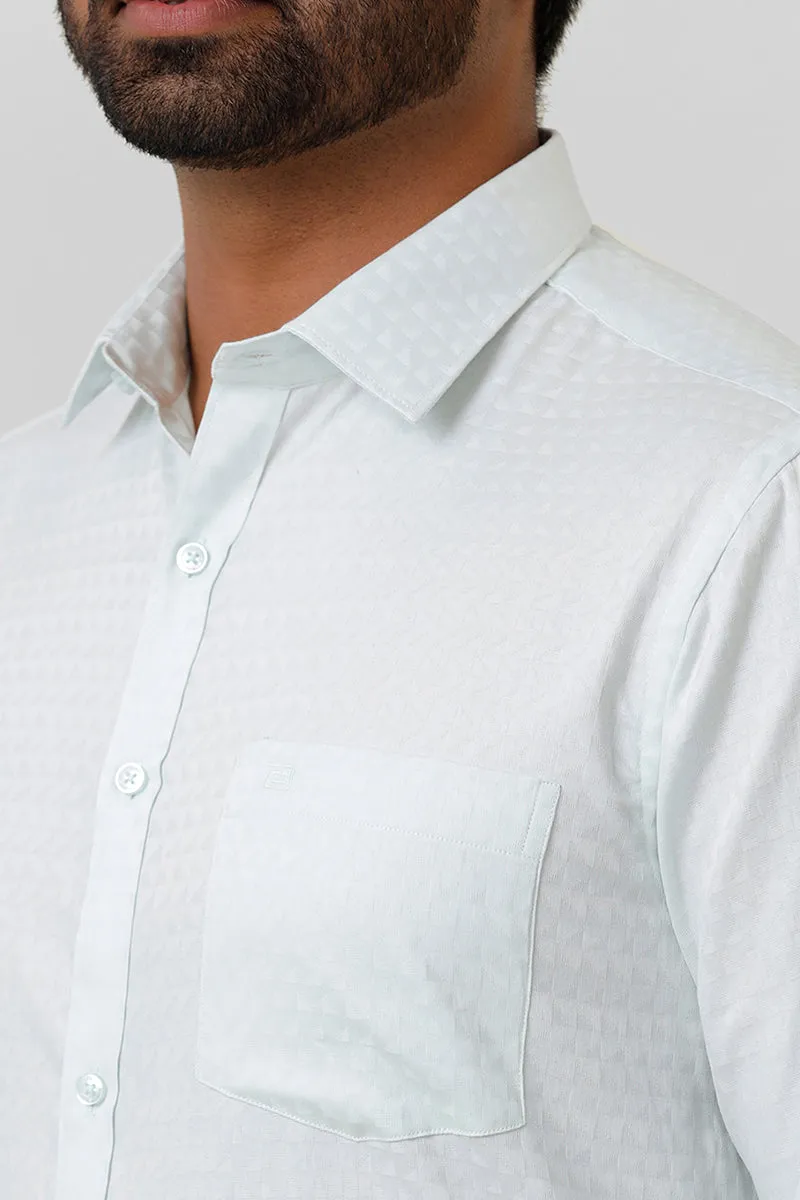 Italian Dobby - Soft Mint Green Diamond Pattern Formal Shirts For Men | Ariser