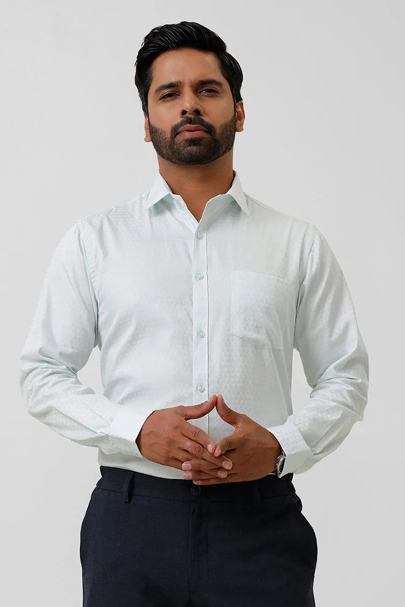 Italian Dobby - Soft Mint Green Diamond Pattern Formal Shirts For Men | Ariser