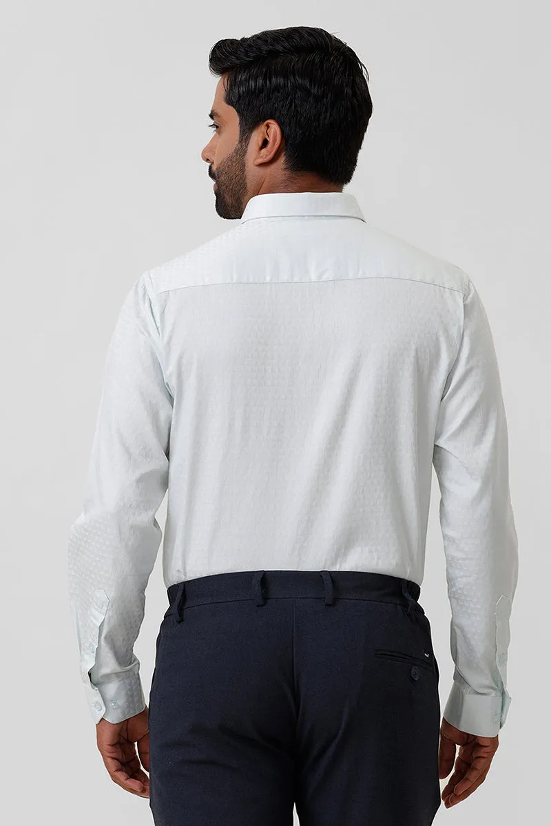 Italian Dobby - Soft Mint Green Diamond Pattern Formal Shirts For Men | Ariser