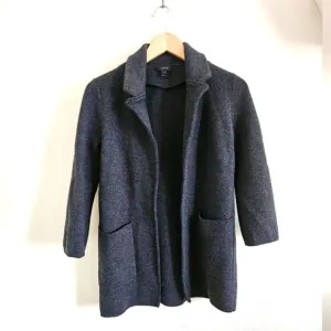 J. CREW Black 100% Merino Wool Open Front Sweater Blazer in Dark Grey | sz XXS