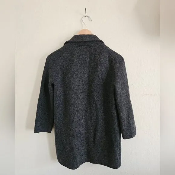 J. CREW Black 100% Merino Wool Open Front Sweater Blazer in Dark Grey | sz XXS
