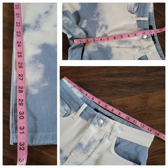 JADED London Cloud Print Boyfriend Fit Baggy Loose High Waist Denim Jeans Siz 26