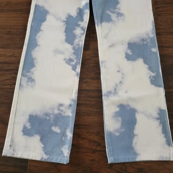 JADED London Cloud Print Boyfriend Fit Baggy Loose High Waist Denim Jeans Siz 26