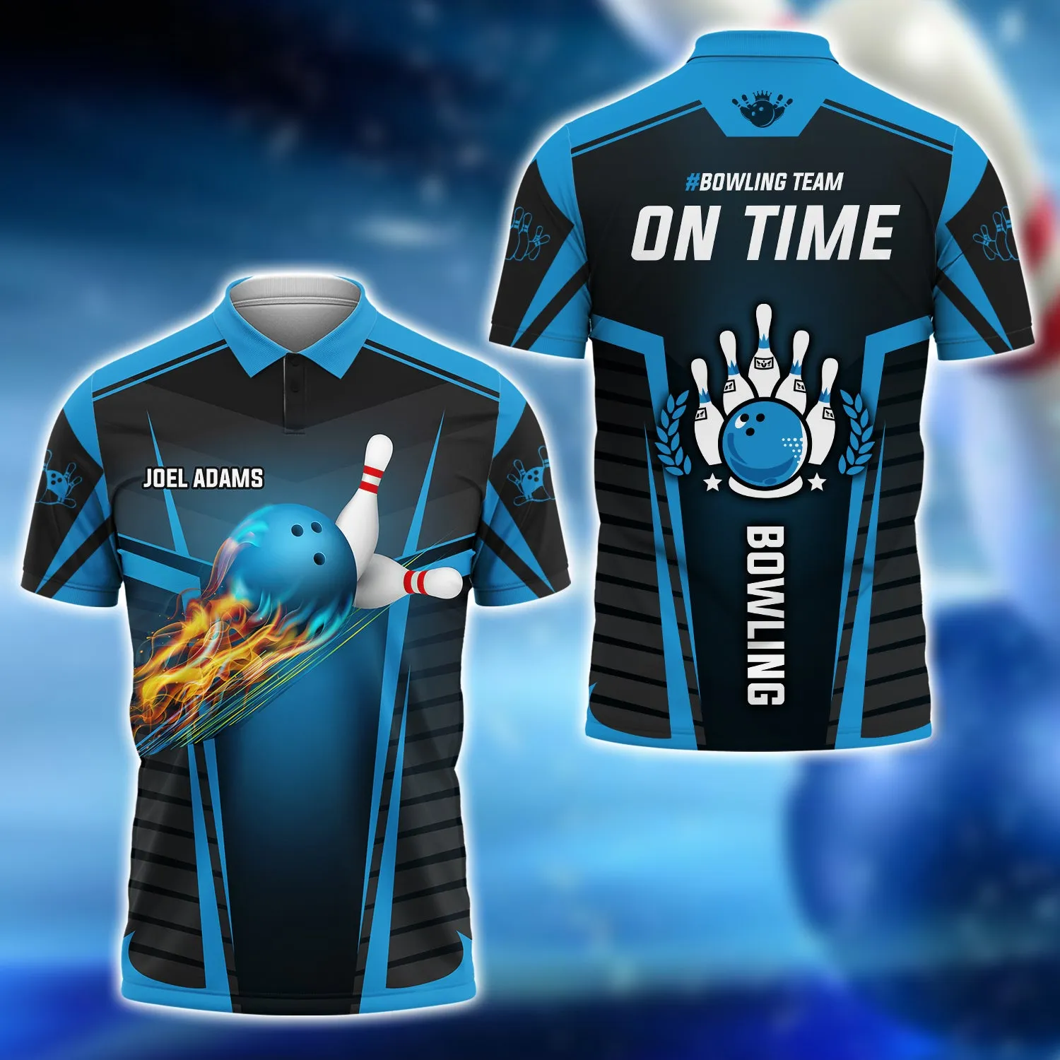 Joel Adams On Time Team The Blue Bowling Ball 102 3D Shirt - QB95
