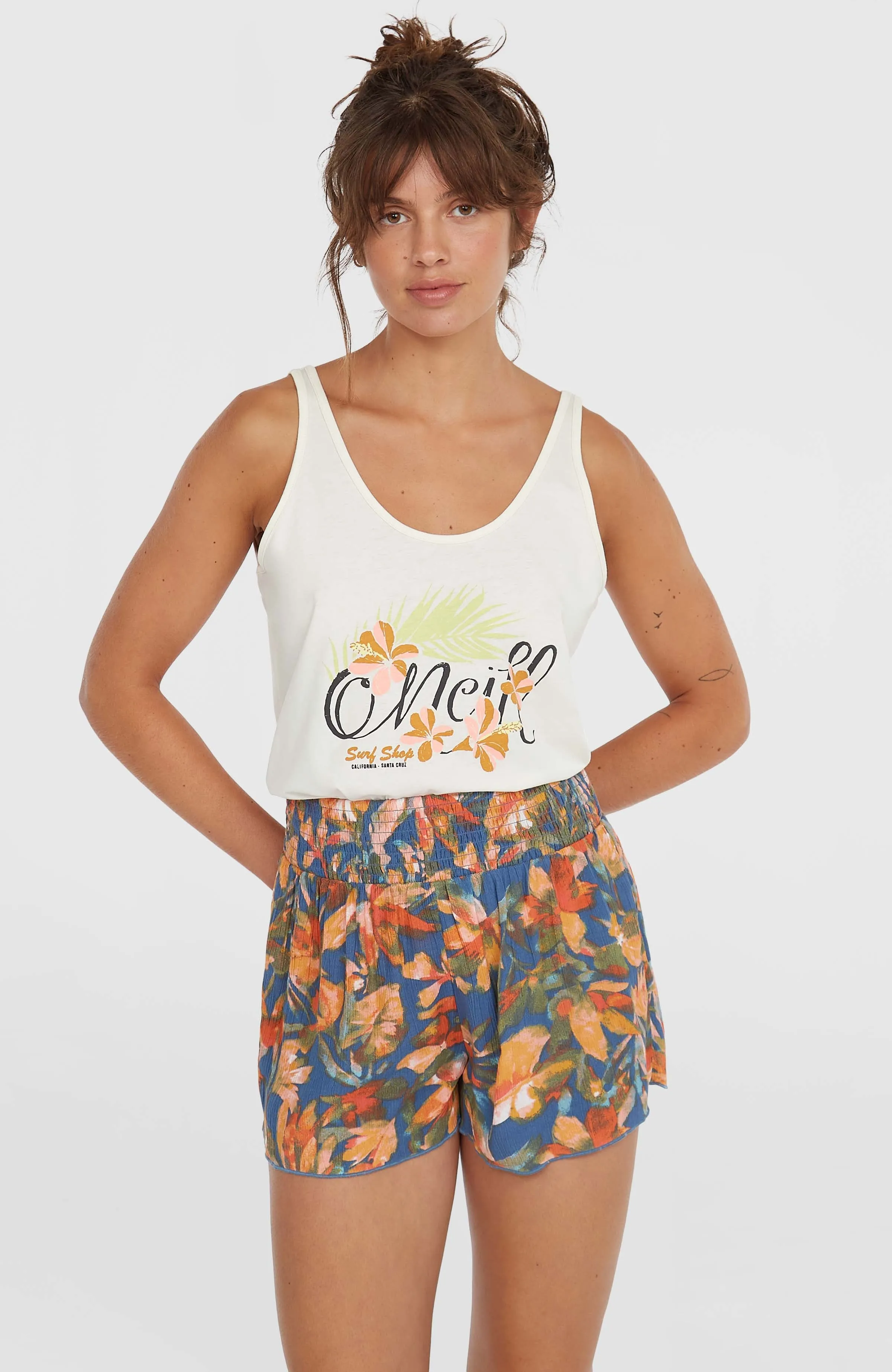 Johnny Smocked Waist Shorts | Blue Painted Tropics