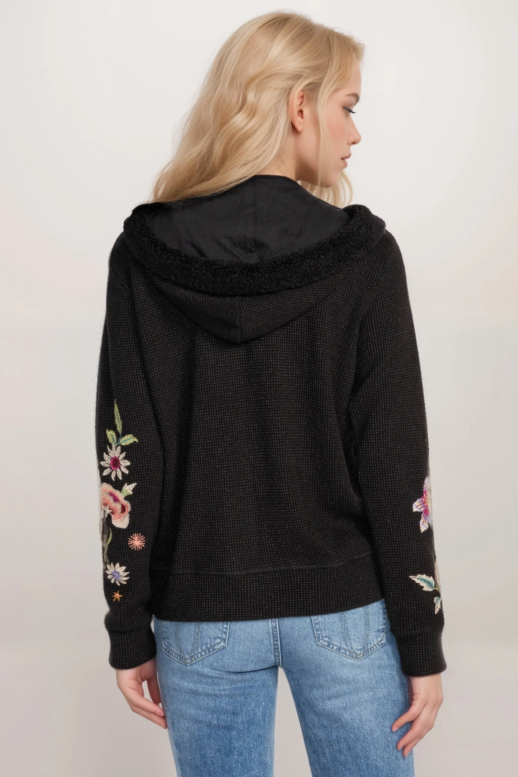 Johnny Was JWLA Metallic Thermal Zip Up Hoodie J19324-O