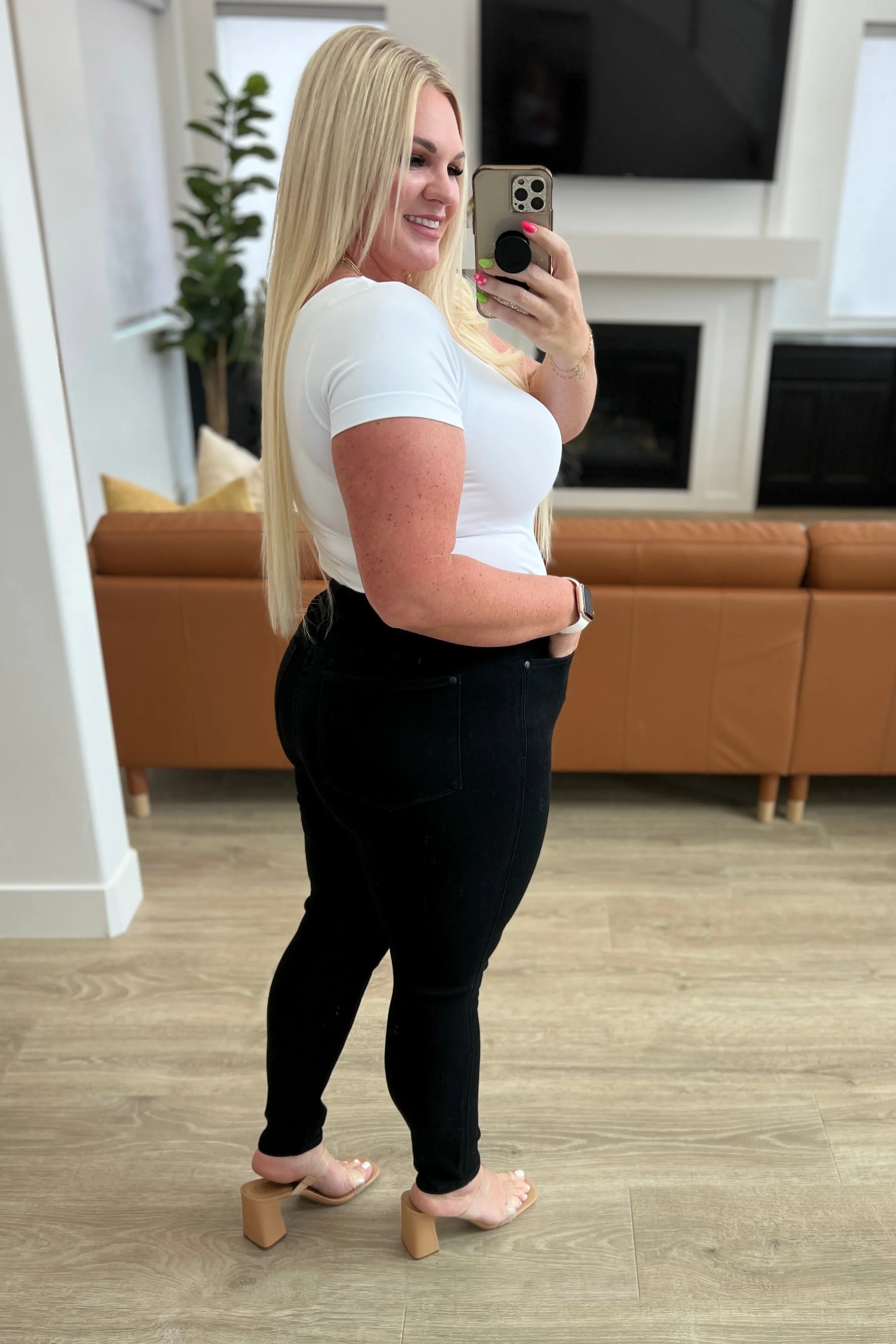 JUDY BLUE Audrey High Rise Control Top Classic Skinny Jeans in Black