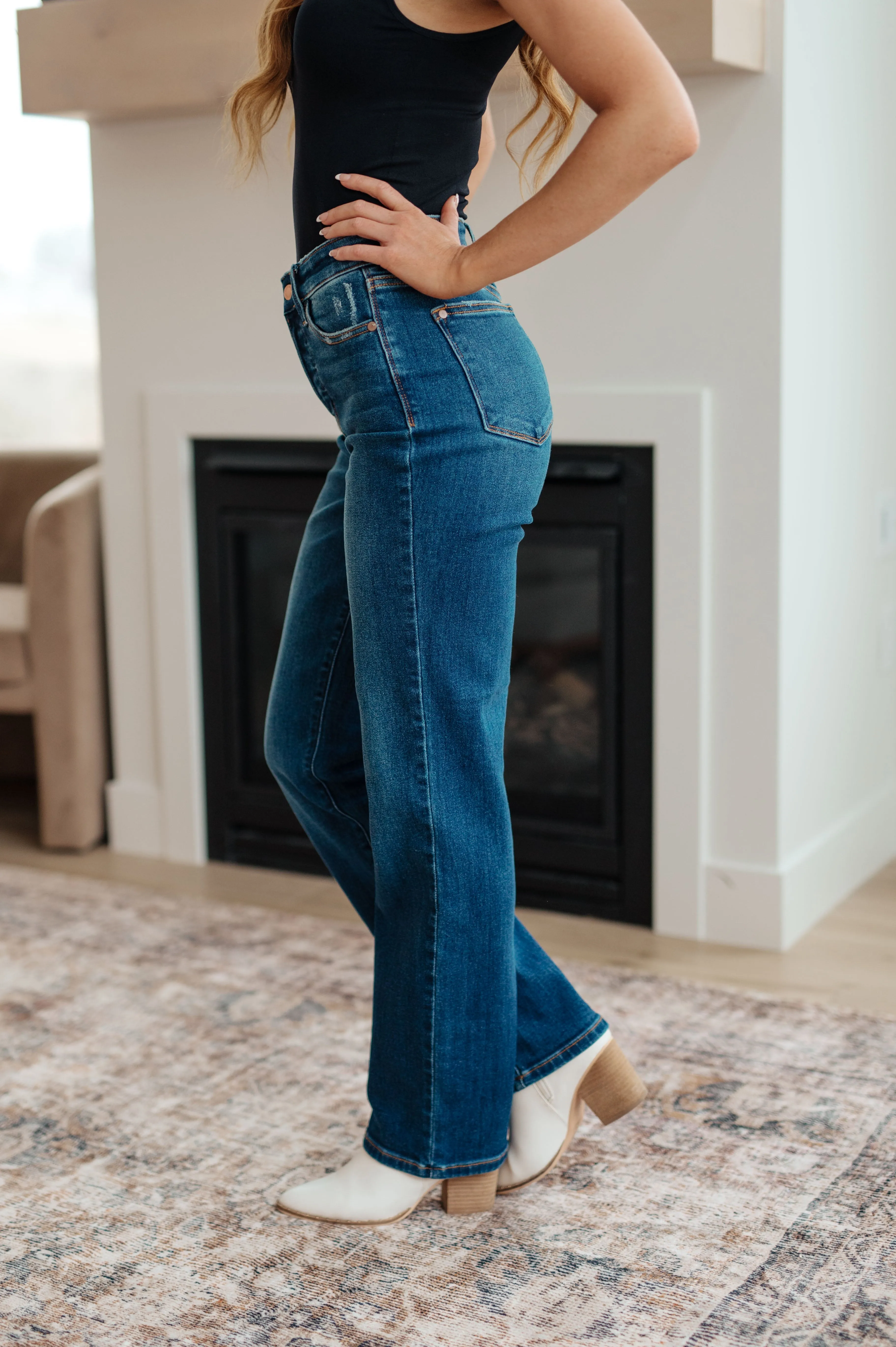 JUDY BLUE Pippa High Rise Button Fly Straight Jeans