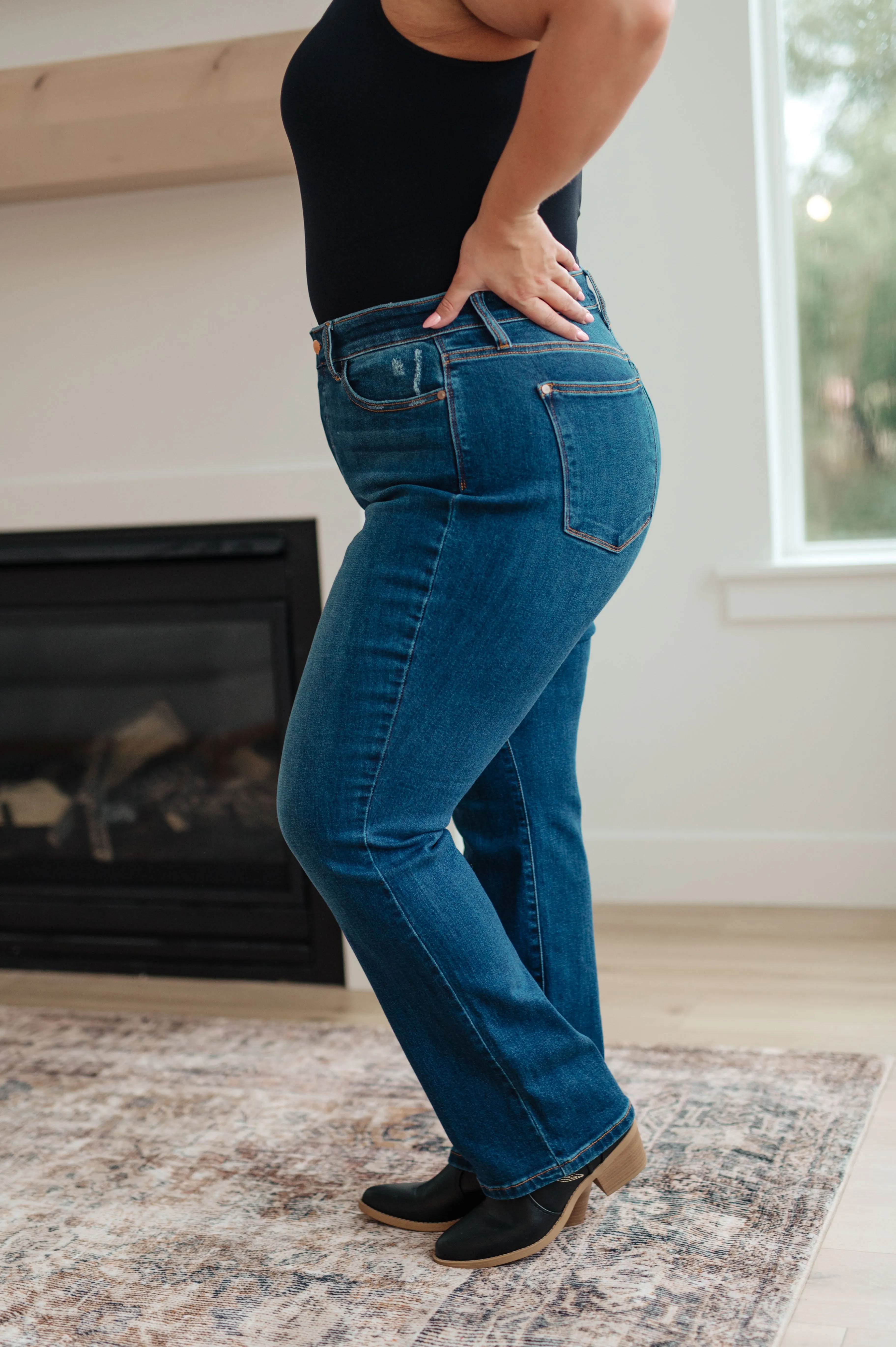 JUDY BLUE Pippa High Rise Button Fly Straight Jeans