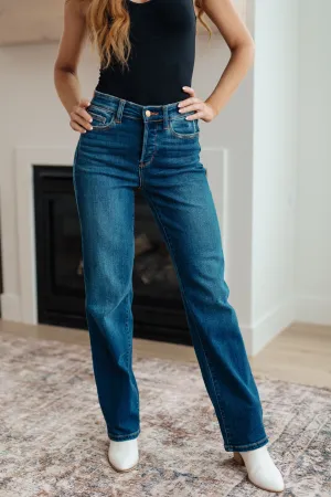 JUDY BLUE Pippa High Rise Button Fly Straight Jeans
