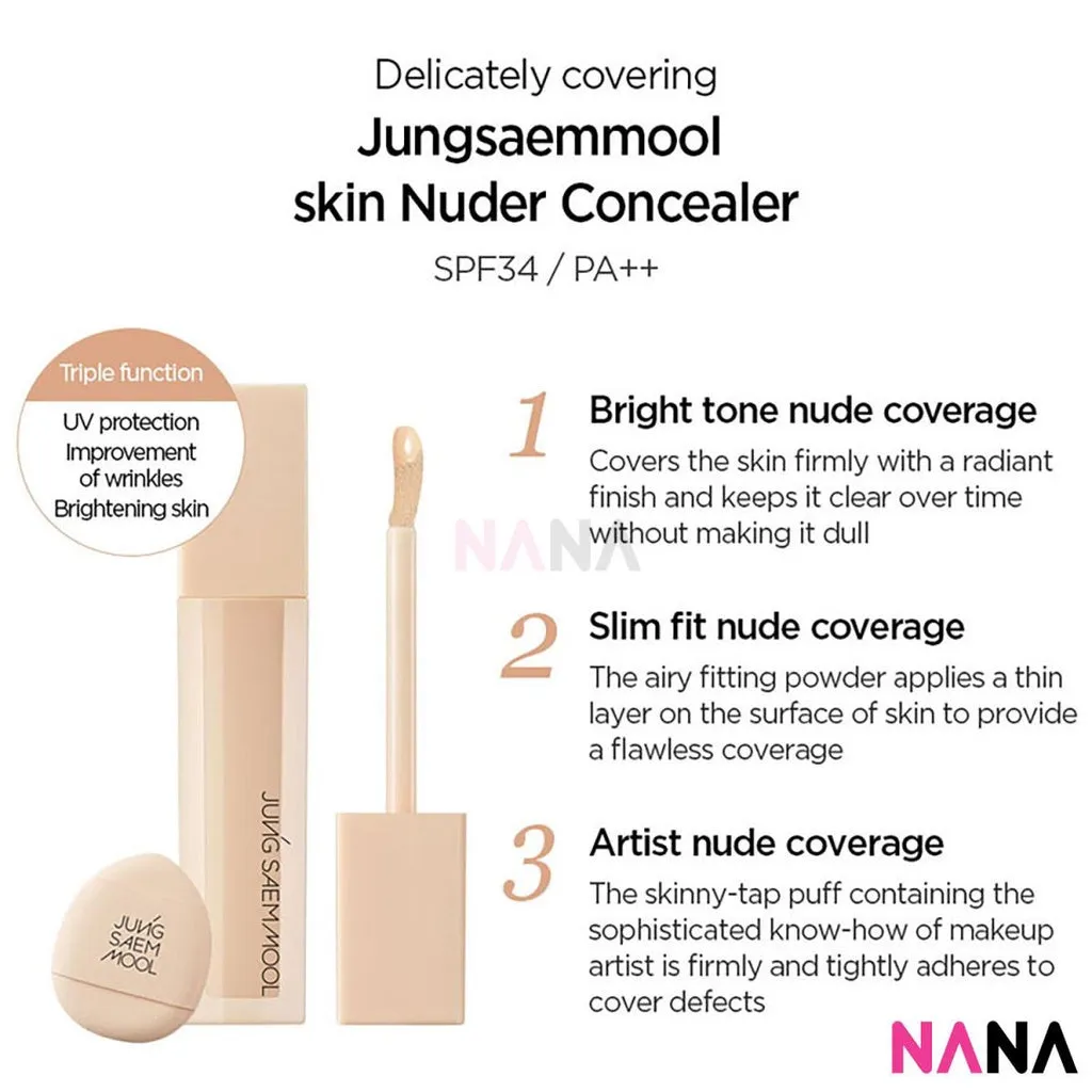 JUNGSAEMMOOL Skin Nuder Concealer SPF34 PA   - Light 6g With Skinny-tap Puff