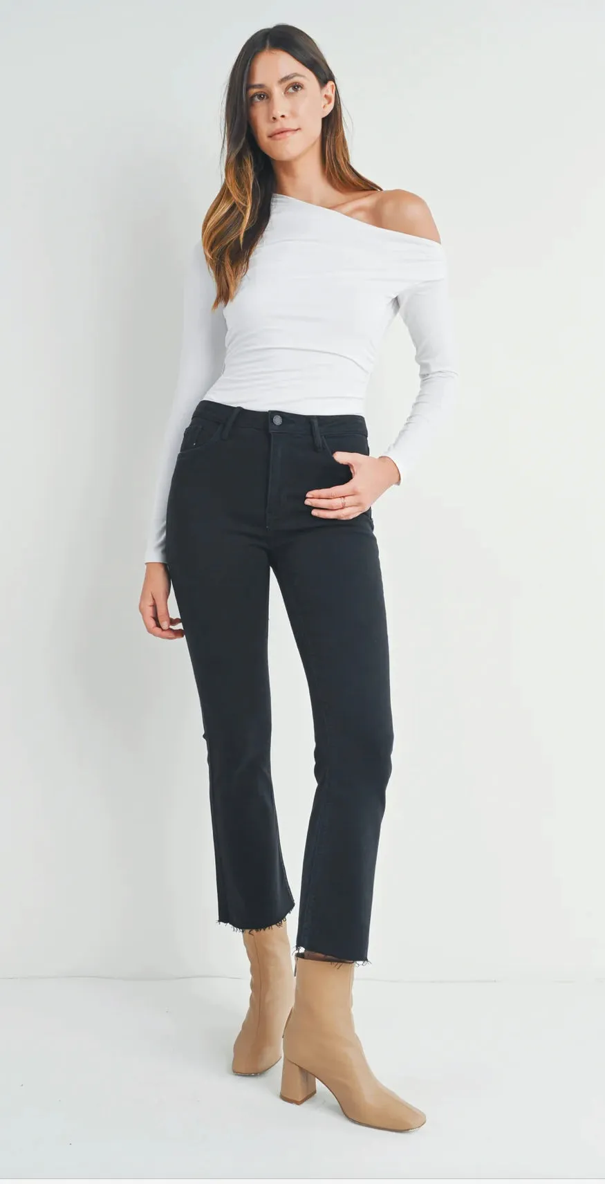 Just Black Tonal Crop Flare Jeans