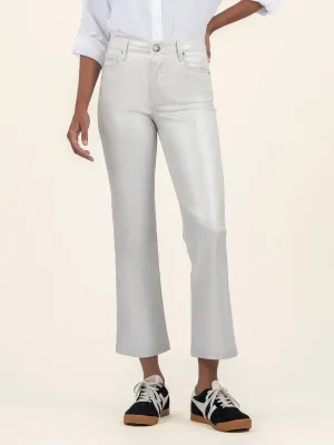 Kelsey High Rise Coated Ankle Flare Jean - Light Silver