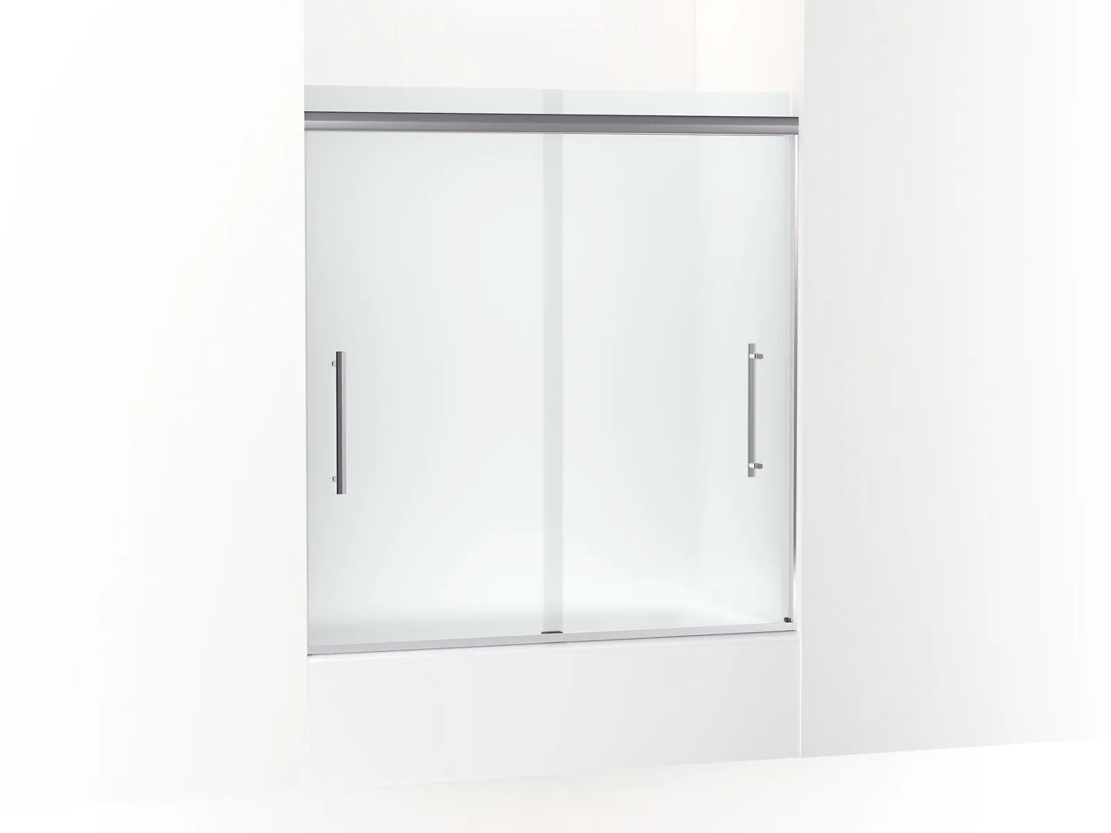 KOHLER K-707602-8D3 Pleat Frameless sliding bath door, 63-9/16" H x 54-5/8 - 59-5/8" W, with 5/16" thick Frosted glass