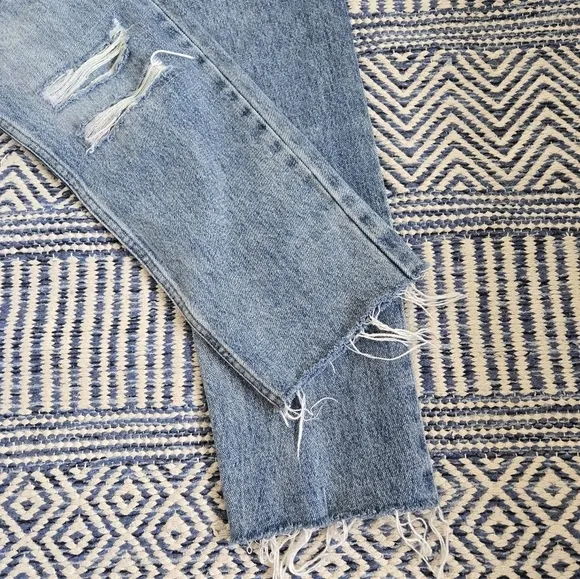 Ksubi Nine O Trashed Lifetime Raw Hem  Slim Fit Jeans Blue Denim size 26