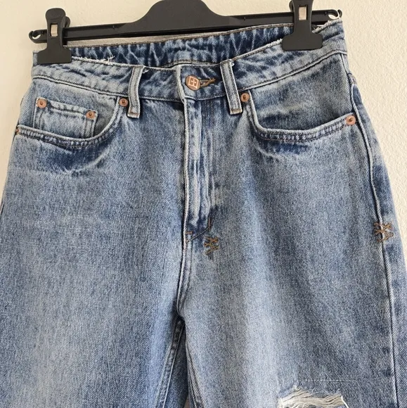 Ksubi Nine O Trashed Lifetime Raw Hem  Slim Fit Jeans Blue Denim size 26