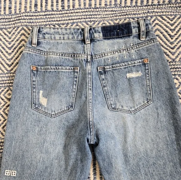 Ksubi Nine O Trashed Lifetime Raw Hem  Slim Fit Jeans Blue Denim size 26