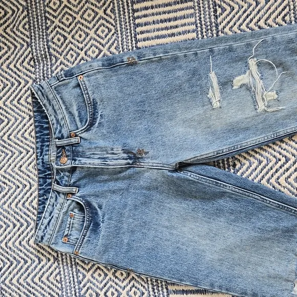 Ksubi Nine O Trashed Lifetime Raw Hem  Slim Fit Jeans Blue Denim size 26