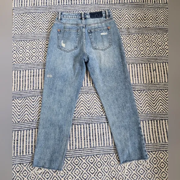 Ksubi Nine O Trashed Lifetime Raw Hem  Slim Fit Jeans Blue Denim size 26