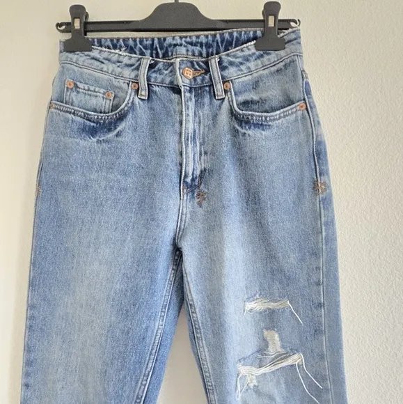 Ksubi Nine O Trashed Lifetime Raw Hem  Slim Fit Jeans Blue Denim size 26