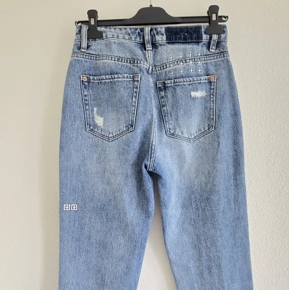 Ksubi Nine O Trashed Lifetime Raw Hem  Slim Fit Jeans Blue Denim size 26