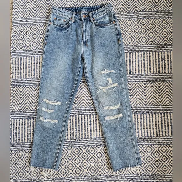 Ksubi Nine O Trashed Lifetime Raw Hem  Slim Fit Jeans Blue Denim size 26