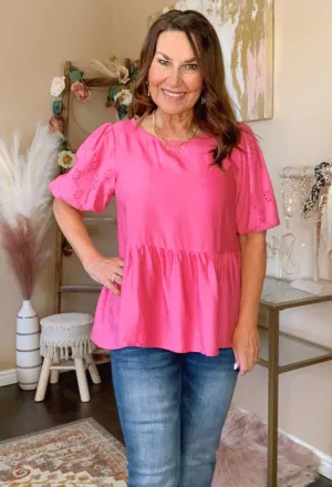 Lace Sleeve Babydoll Blouse