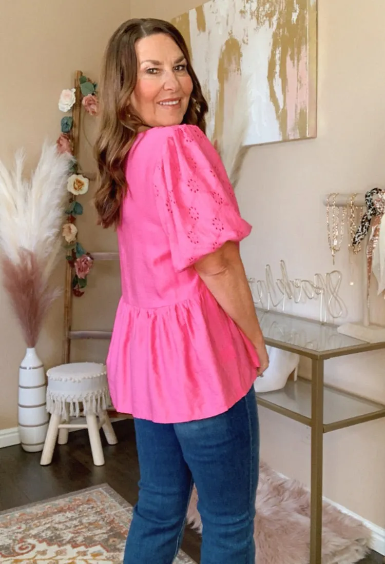 Lace Sleeve Babydoll Blouse