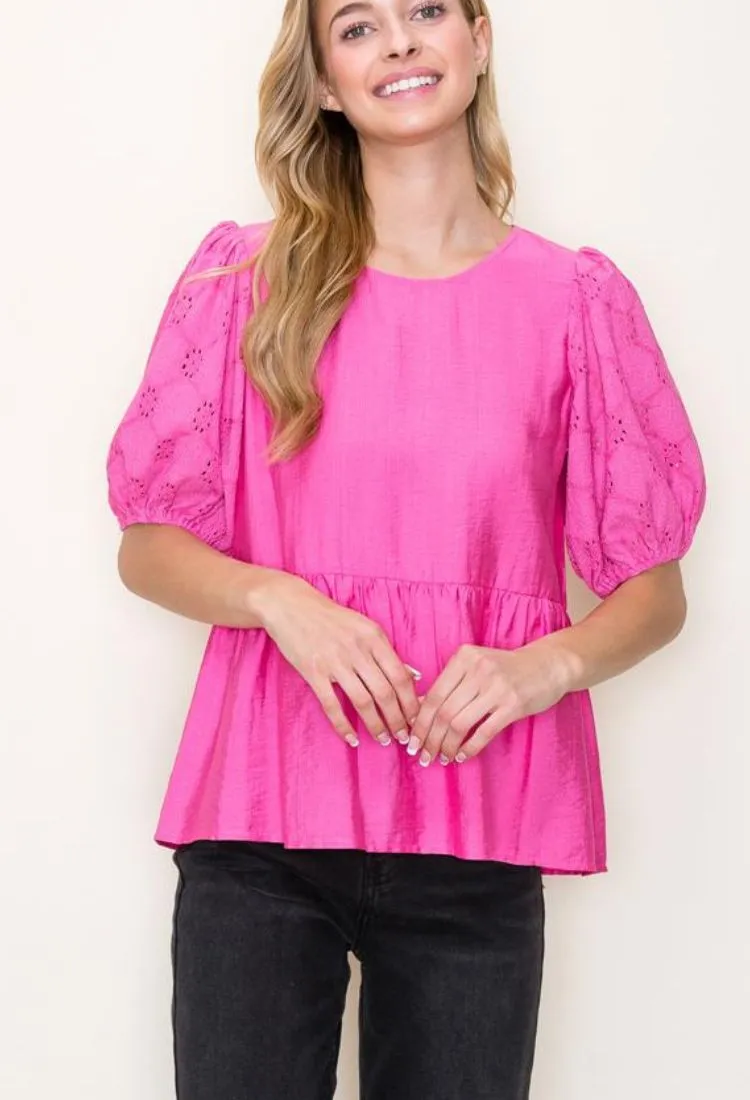 Lace Sleeve Babydoll Blouse