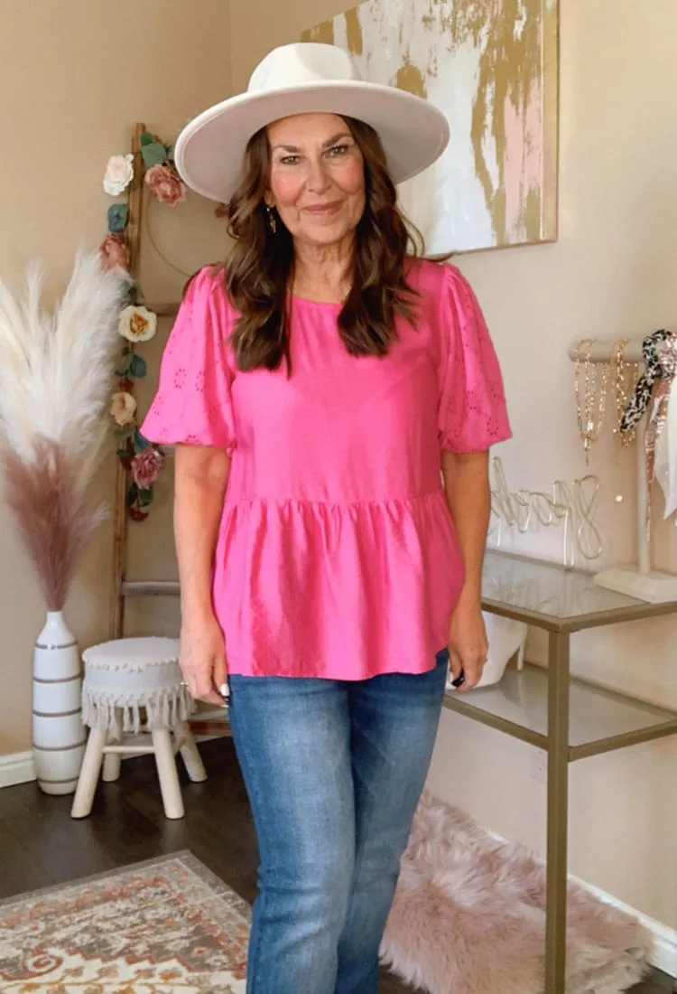 Lace Sleeve Babydoll Blouse