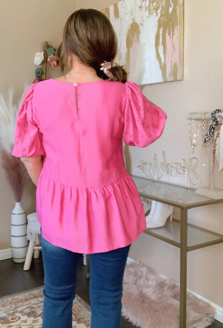 Lace Sleeve Babydoll Blouse