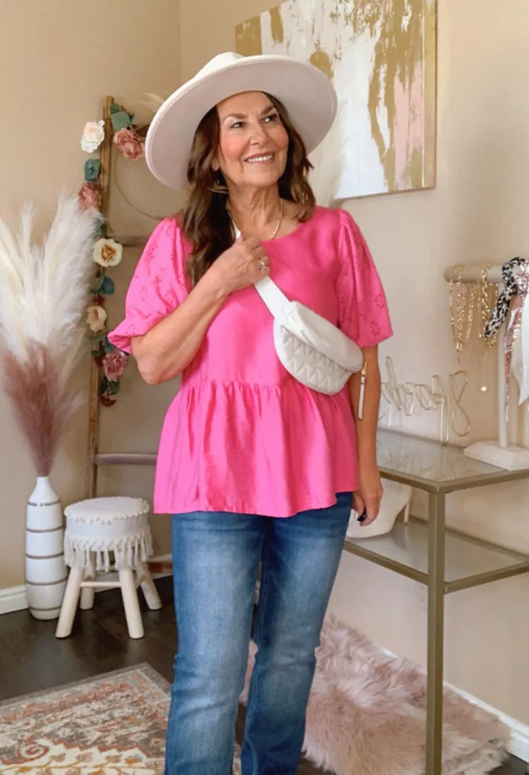 Lace Sleeve Babydoll Blouse